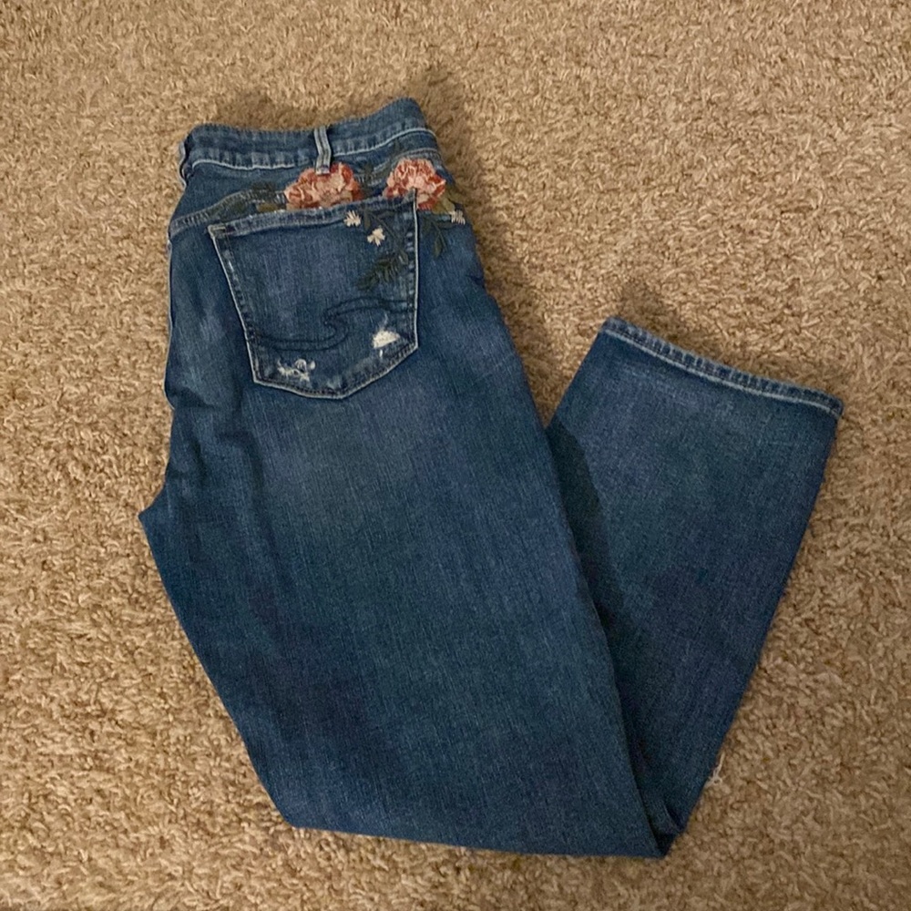 Silver floral jeans